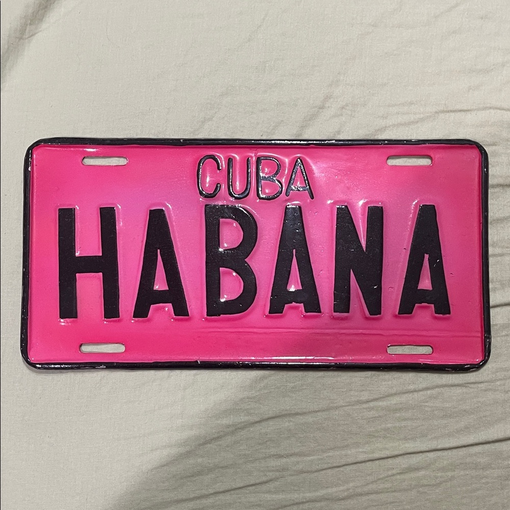 Pink and Black Habana License Plate Decor